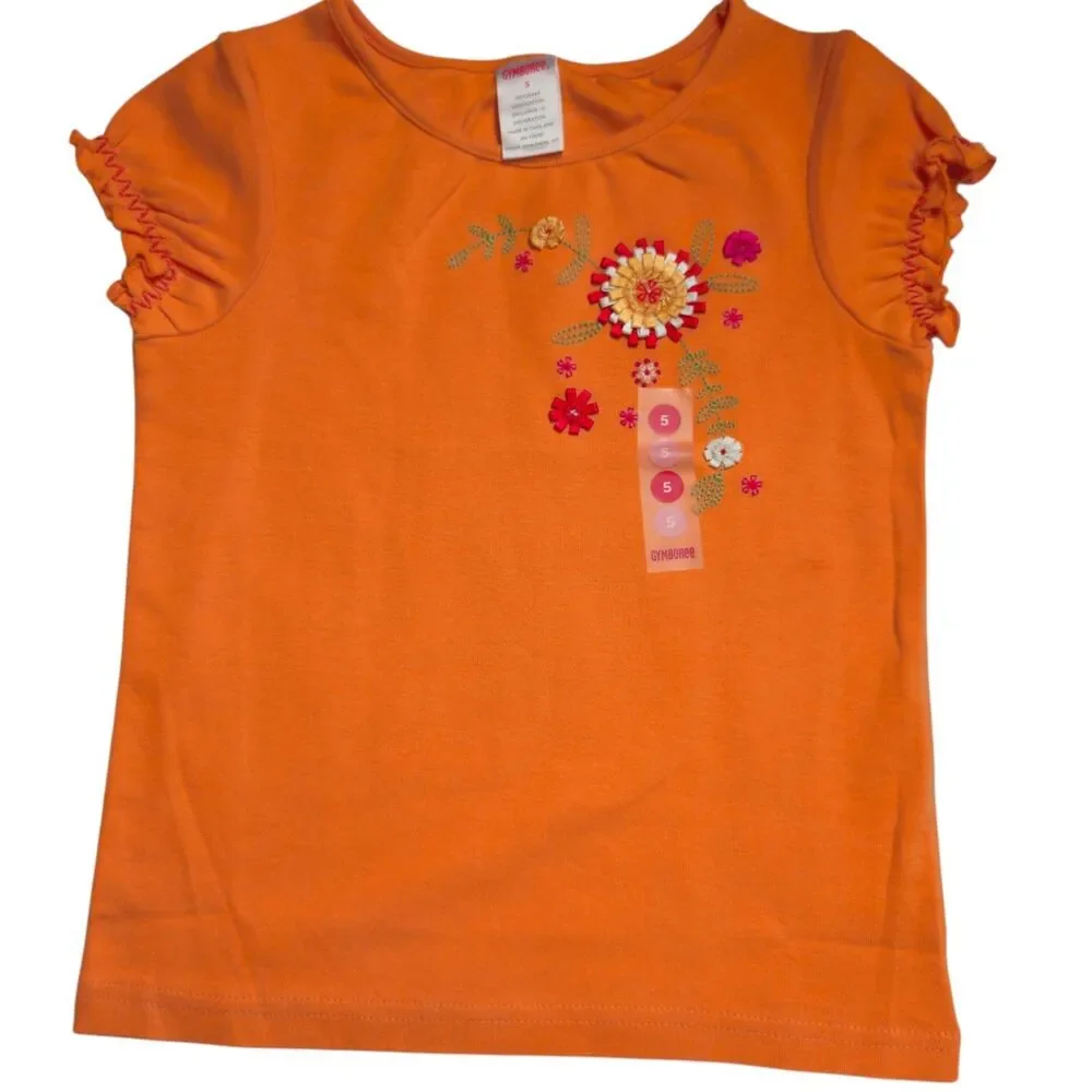 Vintage Gymboree Top Girls Size 5 Orange Fiesta Del Sol Short Sleeved T Shirt